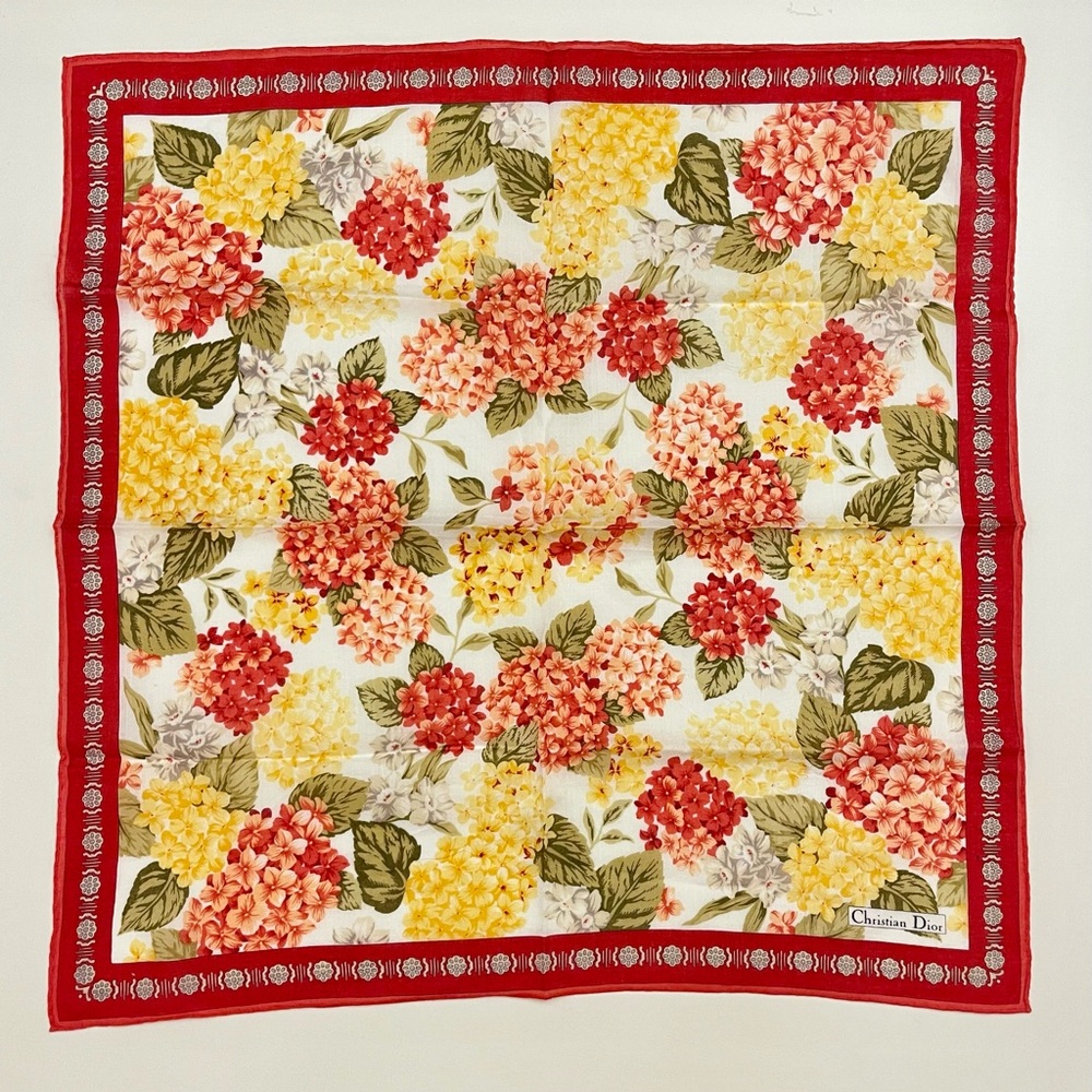 Dior Floral in Red, Yellow, and Green Handkerchief. Yÿ - Picture 2 of 3